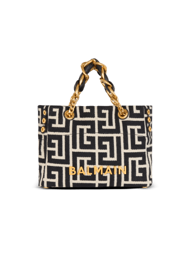 Small 1945 Soft tote bag in jacquard fabric with a PB Labyrinth monogram