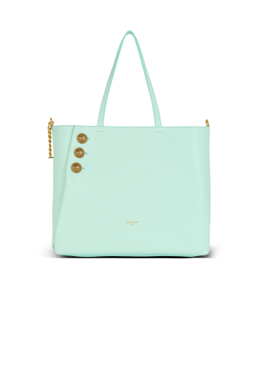 Borsa shopper emblema in pelle di vitello granulata