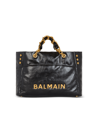 1945 Soft tote bag in embossed crackled calfskin with a PB Labyrinth monogram
