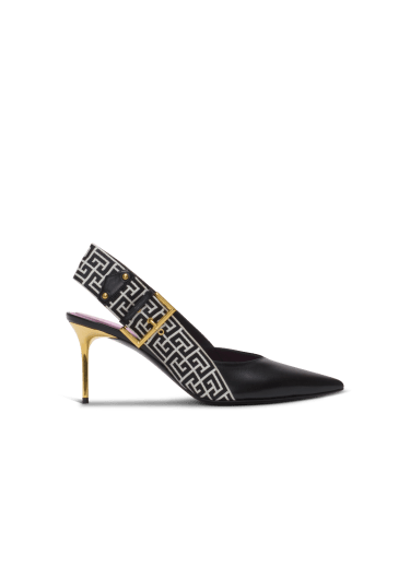 Slingbacks Ruby à talons en cuir de veau et monogramme PB Labyrinthe