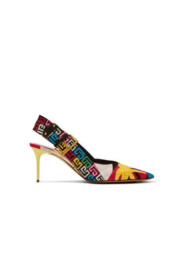 Heeled Ruby slingbacks in printed satin