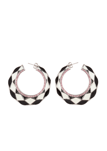 Diamond enamelled two-tone hoop earrings