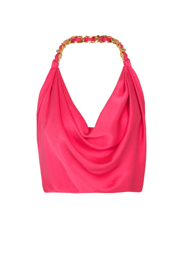 Draped silk halterneck top
