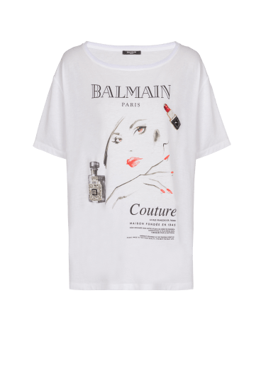 Printed Balmain Beauty T-shirt with patches
