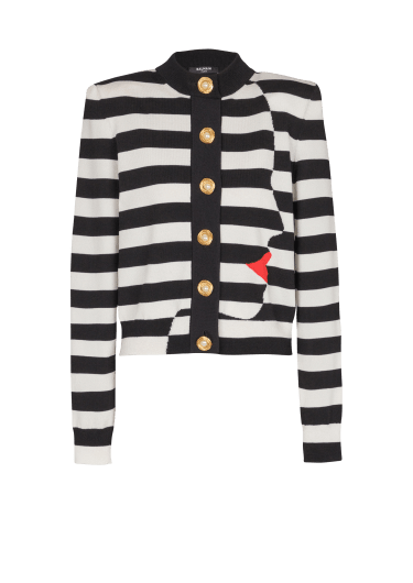 Knit Marinière cardigan with Face motif