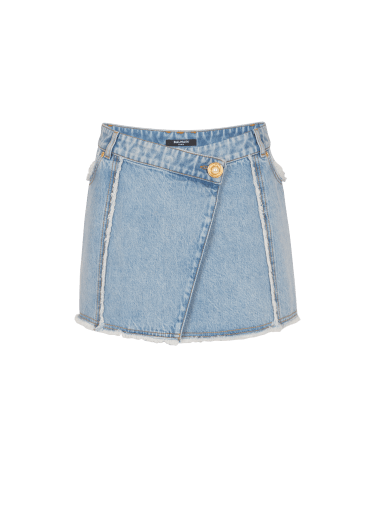 Asymmetric denim skirt