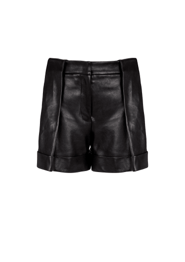 Pleated lambskin shorts