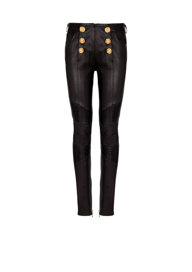 Lambskin slim-fit biker trousers