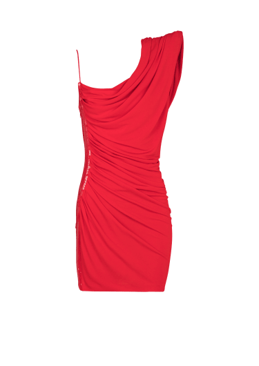 Long knit dress with body motif beige - Women | BALMAIN