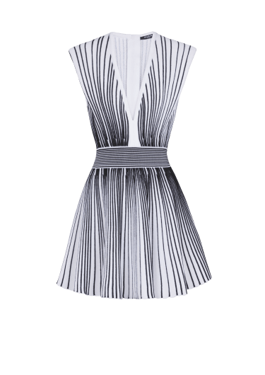 Two-tone flared knit dress