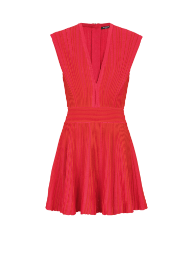 Two-tone flared knit dress