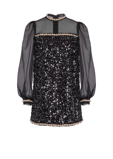 Chiffon and beaded sequin dress