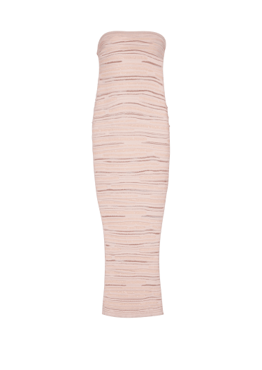 Strapless dress in shiny rolled knit