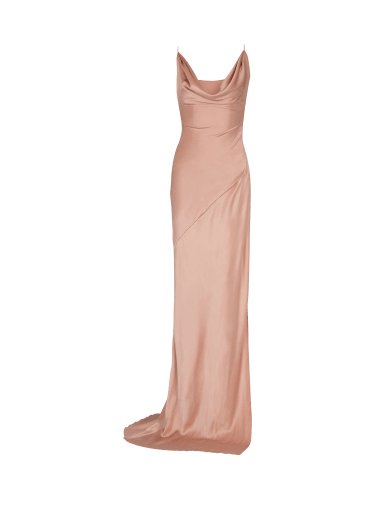 Draped satin slit dress