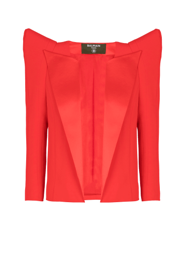 Cropped crepe jacket with structured shoulders