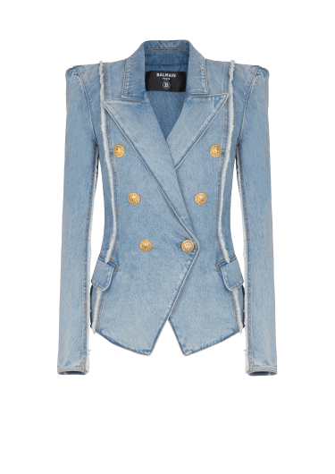 6-button tailored denim jacket