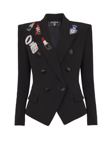 Fitted 6-button jacket with patches