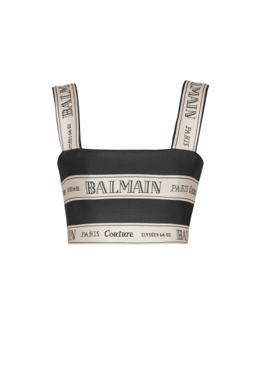 Balmain ribbon jacquard crop top