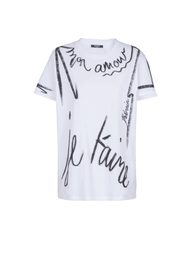 Camiseta de manga corta con estampado «Je t'aime»