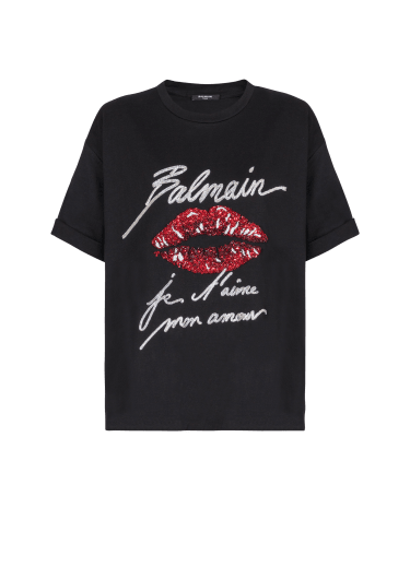 Kurzärmeliges T-Shirt mit Kiss-Stickerei