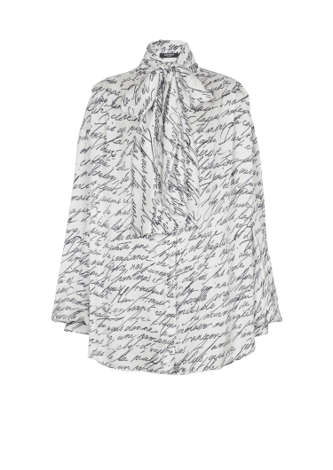 Pussy-bow shirt with "Love Letter" print