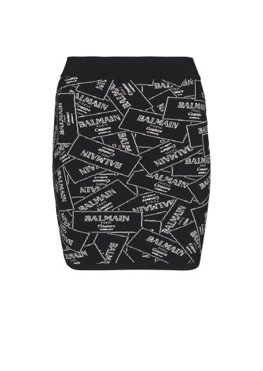 Short skirt in Balmain label jacquard knit