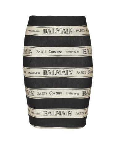 Short jacquard skirt with Balmain ribbon motif