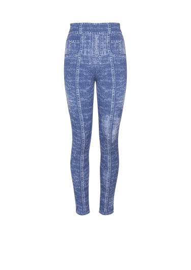 Jacquard knit leggings with denim effect