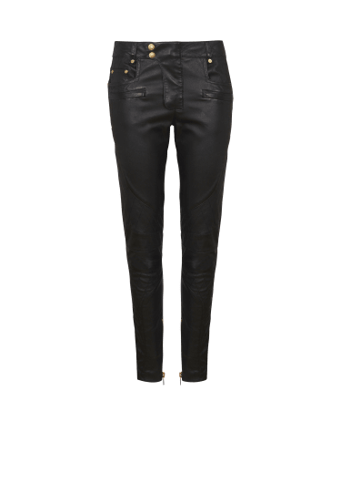 Quilted lambskin trousers with diamond motif