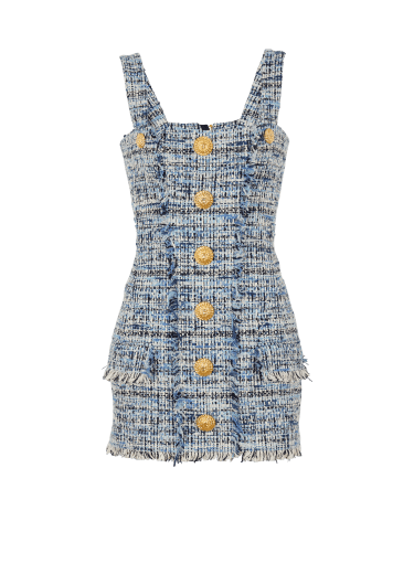 Kurzes Tweedkleid mit Trägern 
