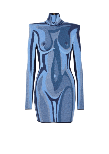 Jacquard knit dress with body motif