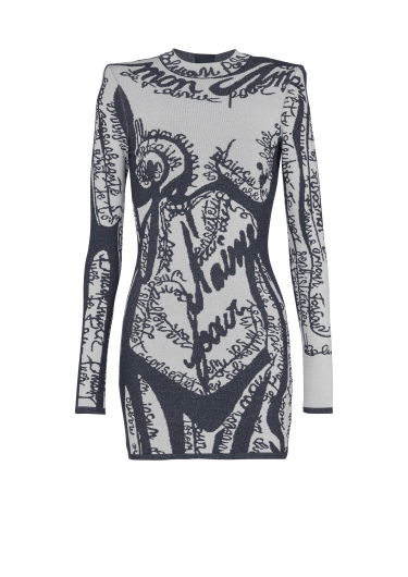 Kurzes besticktes Kleid mit Körpermotiv