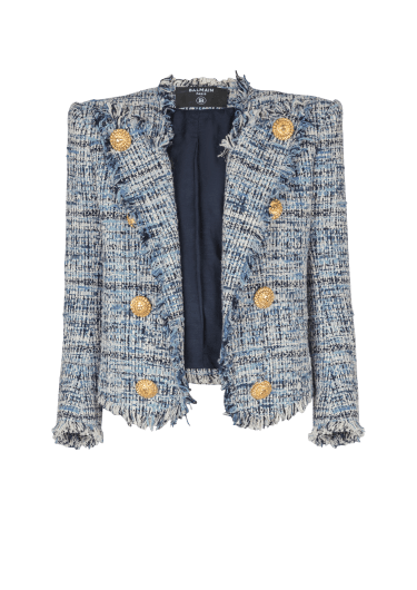 Cropped tweed edge-to-edge jacket with 8 buttons