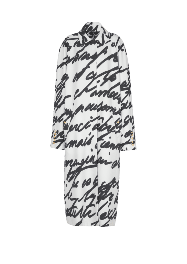 Long reversible coat with "Love Letter" print