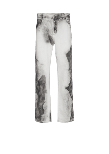 Jeans regular in denim con stampa Moon