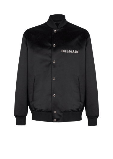 Satin bomber jacket with Balmain Galaxy embroidery