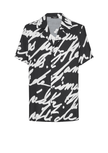 Twill pyjama shirt with "Love Letter" print