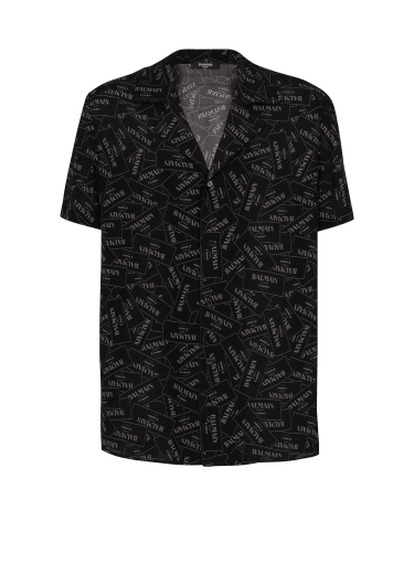 Pyjama shirt with all-over Balmain label print