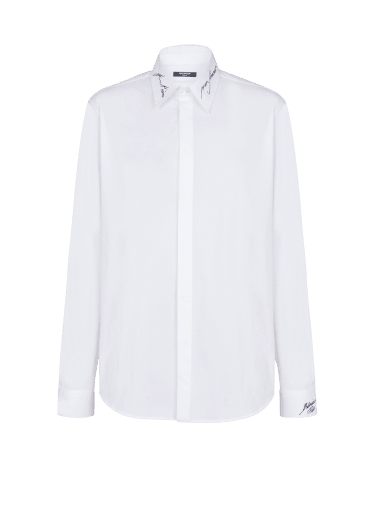 Poplin shirt with embroidered collar