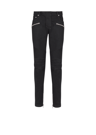 Slim-fit biker jeans in black denim
