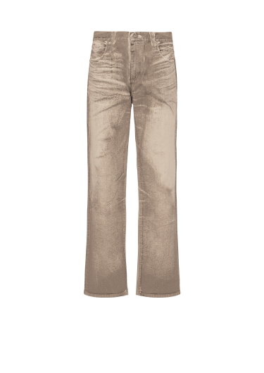 Loose-fit beige denim jeans