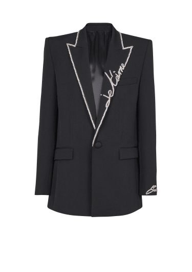 1-button jacket with embroidered "Love Letter" collar