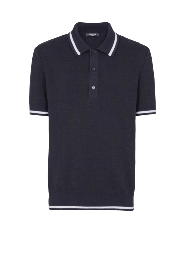 Monogrammed merino wool polo shirt