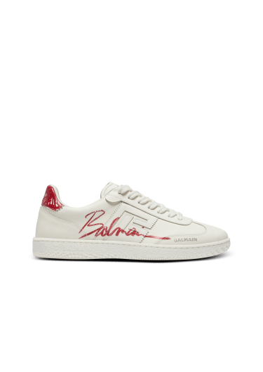 Balmain Swan リップスティック レザースニーカー 
