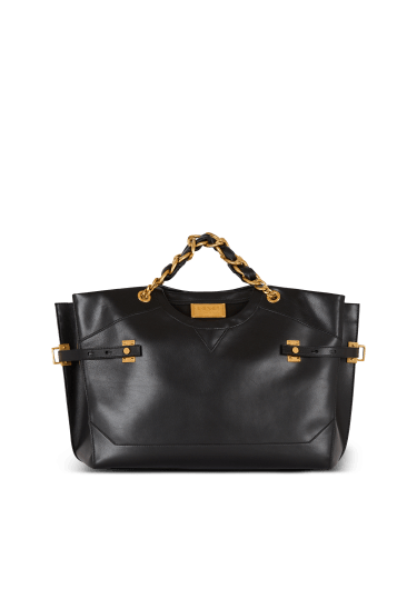 Crewneck calfskin tote bag