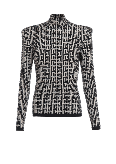 Pullover in maglia con monogramma Balmain