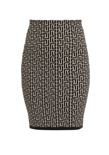 Balmain bicolor jacquard knit skirt