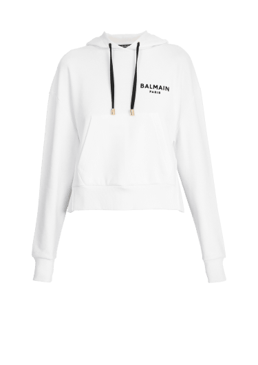 Eco-designed cotton sweatshirt with flocked Balmain logo