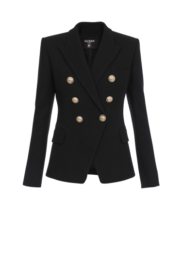 Cotton piqué double-buttoned jacket