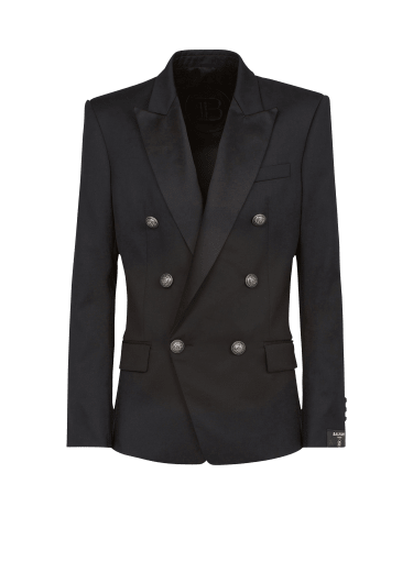 Wool blazer with double-breasted silver-tone buttoned fastening